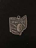 Ohio State Map Sterling Silver Charm Pendant