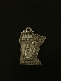 Minnesota Outline Sterling Silver Charm Pendant