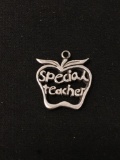 Special Teacher Apple Sterling Silver Charm Pendant