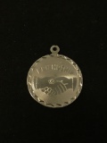 Friendship Round Sterling Silver Charm Pendant