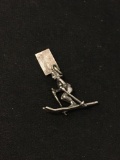 Skiing Woman - Bell Trading Co Sterling Silver Charm Pendant