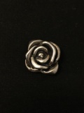 Puffy Rose Sterling Silver Charm Pendant