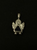 Gemstone Lined Angel Sterling Silver Charm Pendant