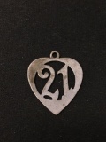 21st Birthday Heart Sterling Silver Charm Pendant