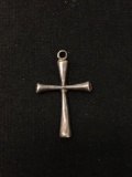 Bamboo Cross Sterling Silver Charm Pendant