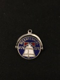 USA Bicentennial Enameled Bell Sterling Silver Charm Pendant