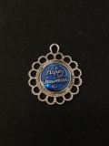 SPENCER Blue Enameled Happy Anniversary Sterling Silver Charm Pendant