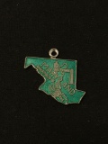 Enameled Maryland Sterling Silver Charm Pendant