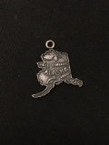 Alaska State Outline Sterling Silver Charm Pendant