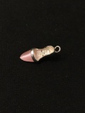 Pink Shell Inlaid Ladies High Heel Sterling Silver Charm Pendant