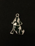 Green Glass & Sterling Silver Dog Charm Pendant