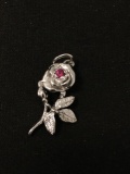 Gemstone Rose Sterling Silver Charm Pendant