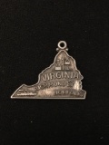 Virginia State Map Sterling Silver Charm Pendant