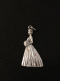 Bride in Wedding Dress Sterling Silver Charm Pendant