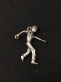 Man Bowling Sterling Silver Charm Pendant