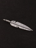 Large Feather Sterling Silver Charm Pendant