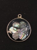 Abilone Enamel Design Sterling Silver Charm Pendant