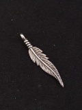 Large Feather Sterling Silver Charm Pendant