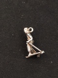 Skiing Person Sterling Silver Charm Pendant