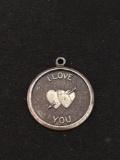 I Love You Sterling Silver Charm Pendant