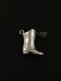 Cowboy Boot Sterling Silver Charm Pendant