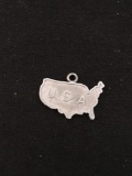 United States Map Outline Sterling Silver Charm Pendant