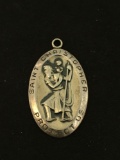 Saint Christopher Protect Us Sterling Silver Charm Pendant