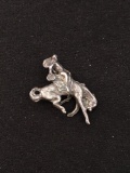 Cowboy on Bucking Bronco Sterling Silver Charm Pendant