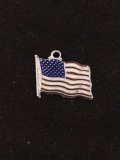 United States American Flag Sterling Silver Charm Pendant