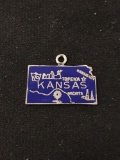 Kansas State Map Sterling Silver Charm Pendant
