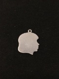 Girls Silhouette Sterling Silver Charm Pendant