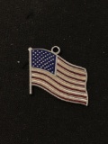 United States American Flag Sterling Silver Charm Pendant