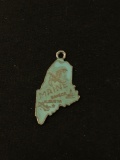 Maine State Map Sterling Silver Charm Pendant