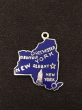 New York State Map Sterling Silver Charm Pendant