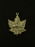 Maple Leaf with Beaver Sterling Silver Charm Pendant