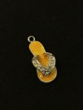 Enamel Painted Flip Flip Sandal Sterling Silver Charm Pendant