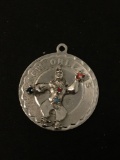 Large New Orleans Clown W/ Gemstones Sterling Silver Charm Pendant