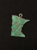 Minnesota State Outline Sterling Silver Charm Pendant