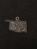Oklahoma State Outline Sterling Silver Charm Pendant