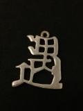 Large Chinese Symbol Sterling Silver Charm Pendant