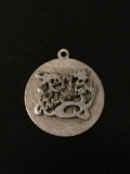 Large Happy Anniversary Sterling Silver Charm Pendant