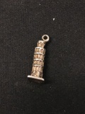 Leaning Tower of Piza Sterling Silver Charm Pendant