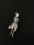 Hula Dancer Sterling Silver Charm Pendant