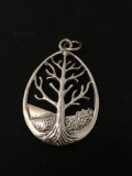 Large Growing Tree Sterling Silver Charm Pendant