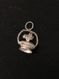 Filigree Floral Sterling Silver Charm Pendant