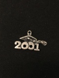 2001 Graduate Sterling Silver Charm Pendant