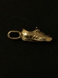 Gold Tone Running Shoe Sterling Silver Charm Pendant