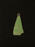 Small New Hampshire Green Enamel Sterling Silver Charm Pendant