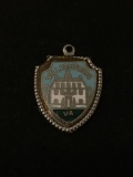 Vintage Williamsburg VA Enamel & Sterling Silver Charm Pendant