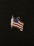 Small American Flag Sterling Silver Charm Pendant